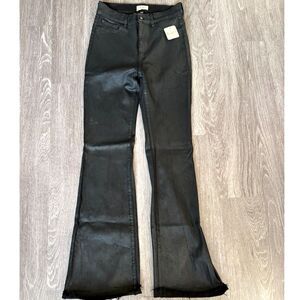 DL1961 Black Coated Flare Jeans Women’s High Rise Raw Hem Denim Pants NWT